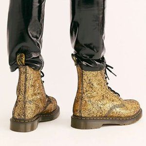1460 PASCAL METALLIC LEATHER LACE UP BOOTS